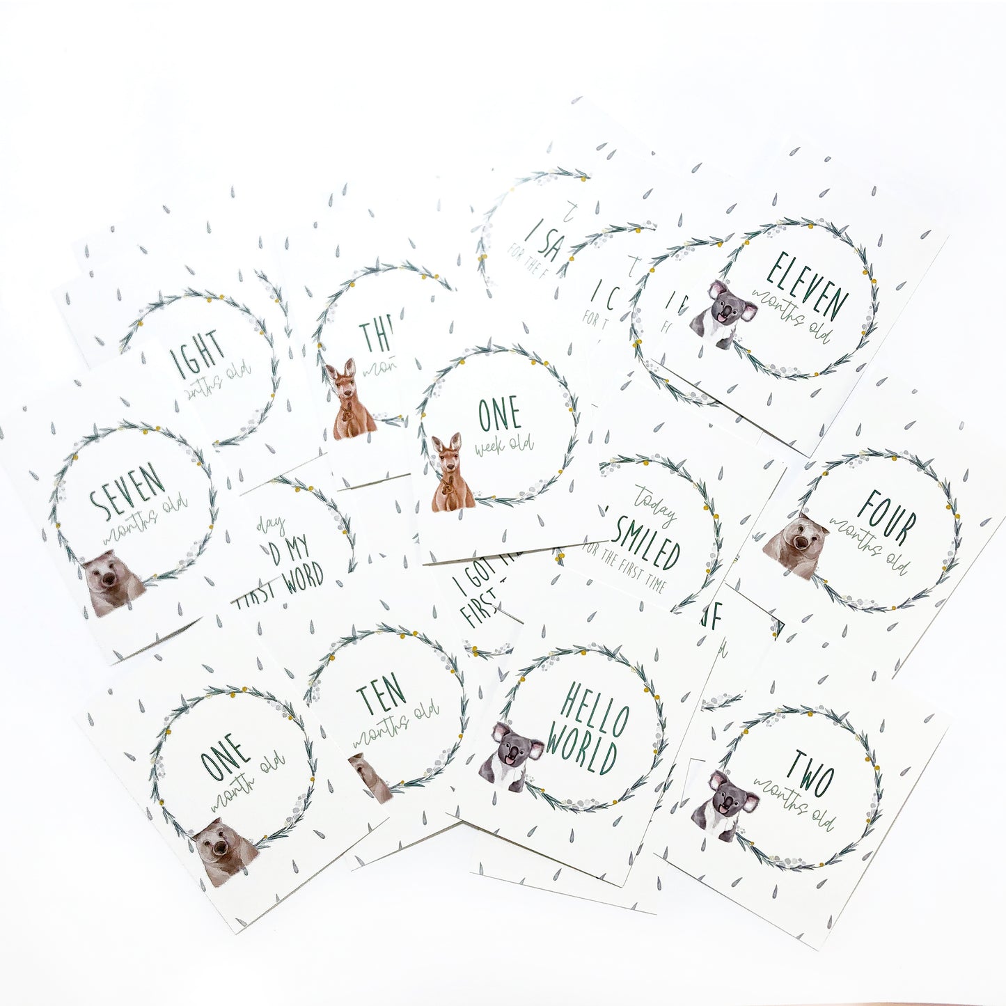 Australian Animals Milestone Cards