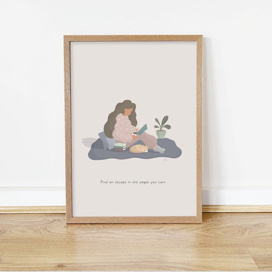 Cosy Book Lover – Women’s Reading Art Print