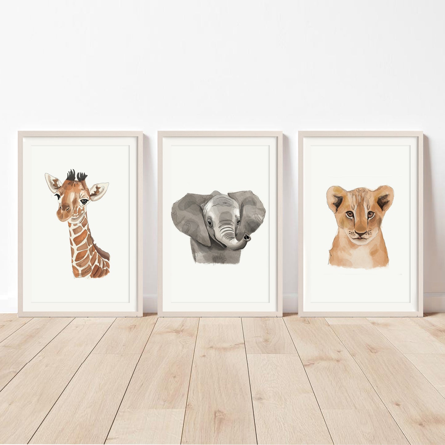 Safari Animals Nursery Wall Art Prints | Set of 3