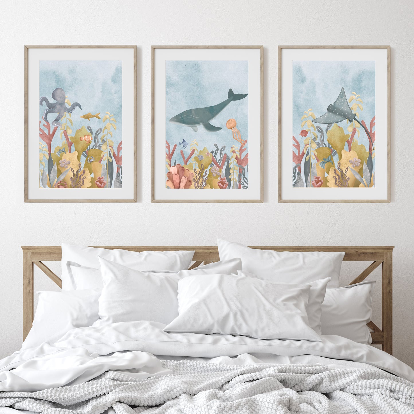 'Seafloor Symphony' | Set of 3 Under the Sea Wall Art Prints