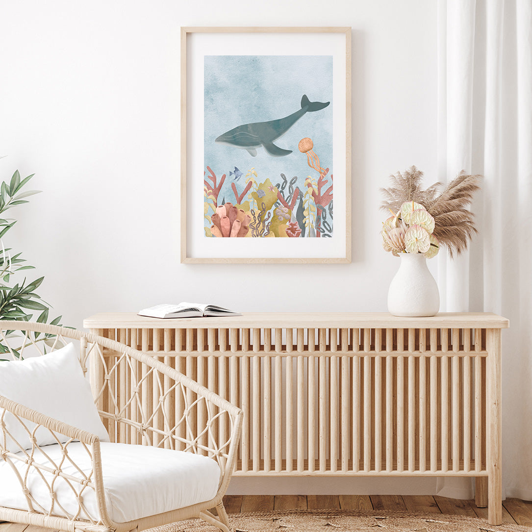 'Seafloor Symphony' Whale | Under the Sea Wall Art Print