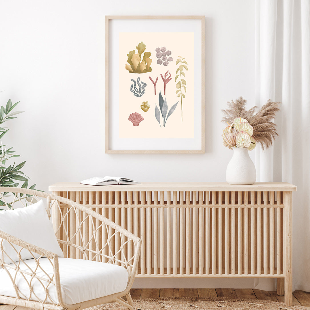 'Seashell and Garden Medley' | Set of 2 Wall Art Prints