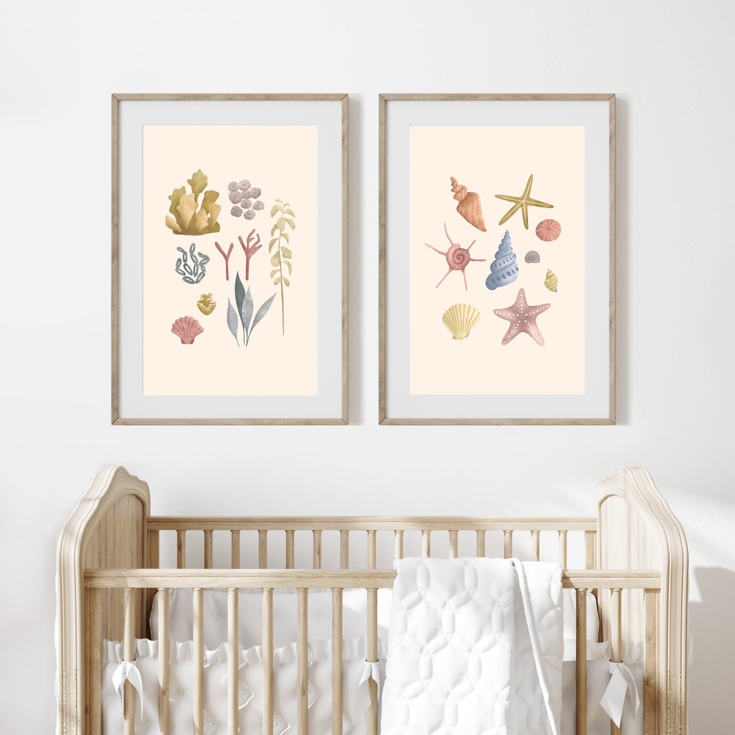 'Seashell and Garden Medley' | Set of 2 Wall Art Prints