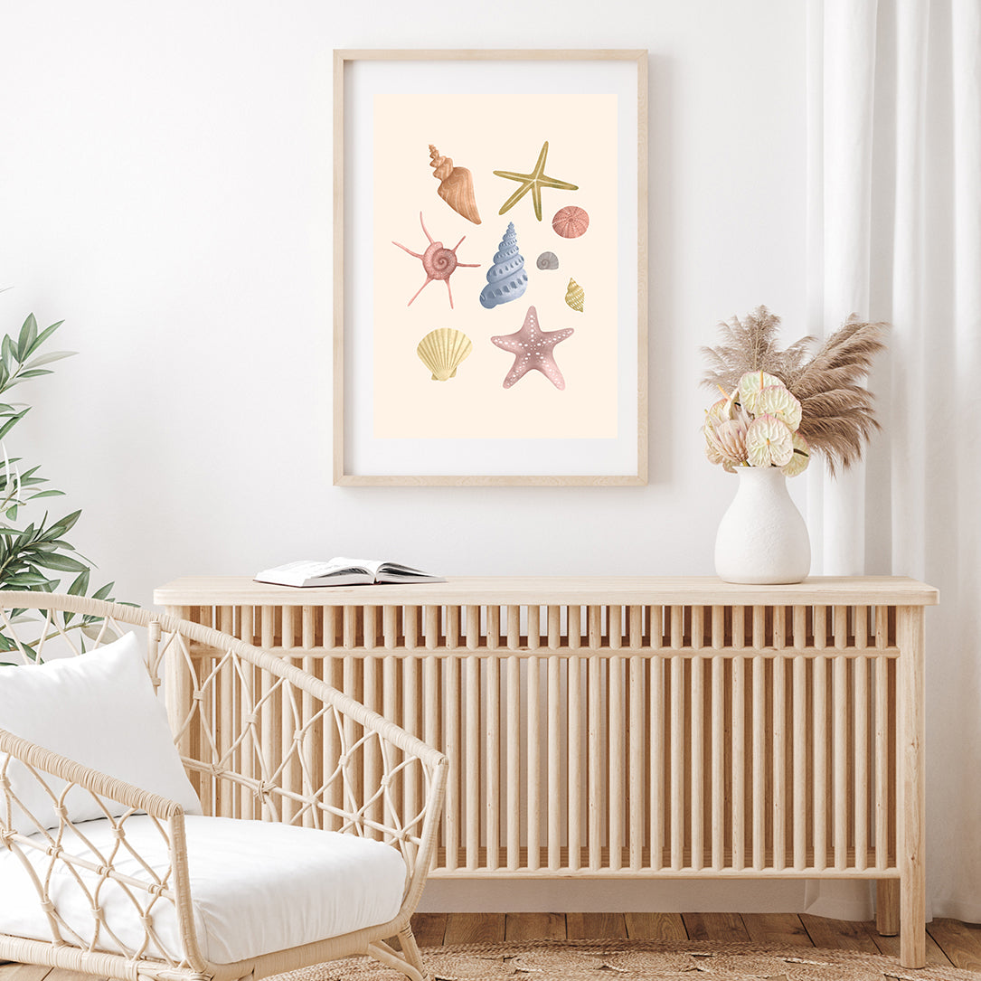 'Seashell and Garden Medley' | Set of 2 Wall Art Prints