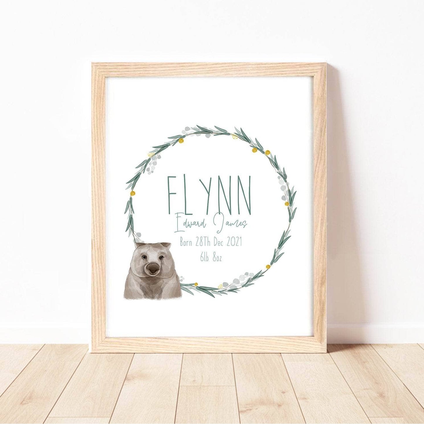 Australian Animals Nursery Wall Art Print | Personalised with Custom Name or Quote