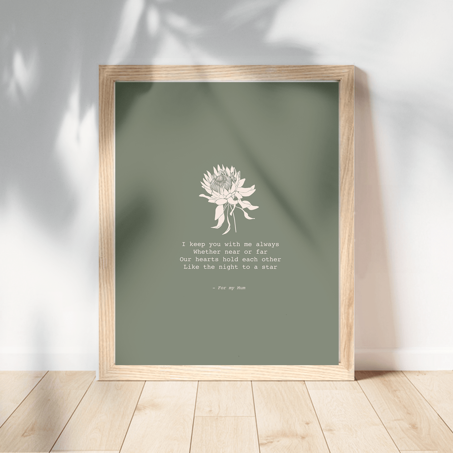 'For my Mum' Poem | Protea Wall Art Print