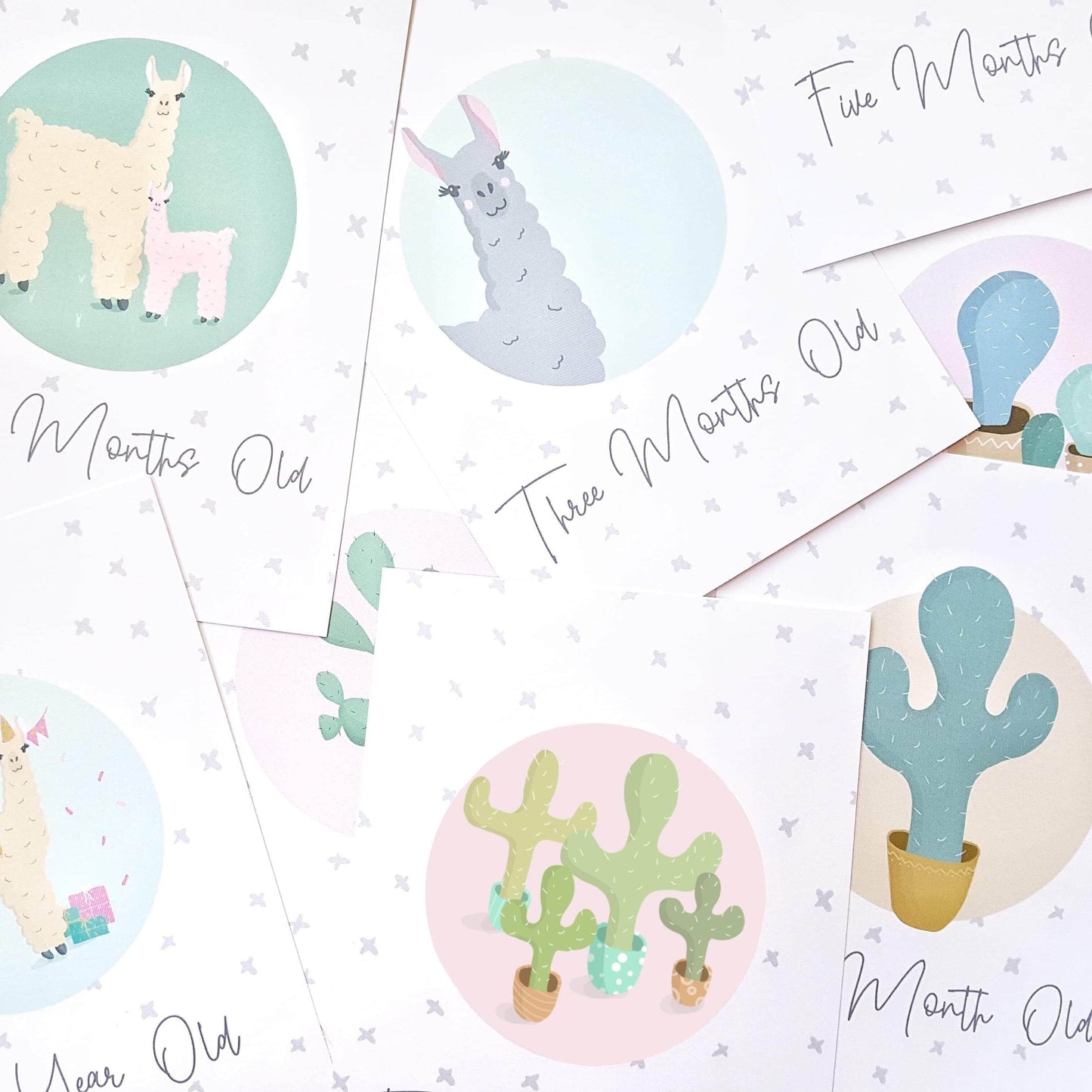 Llama & Cactus Baby Milestone Cards