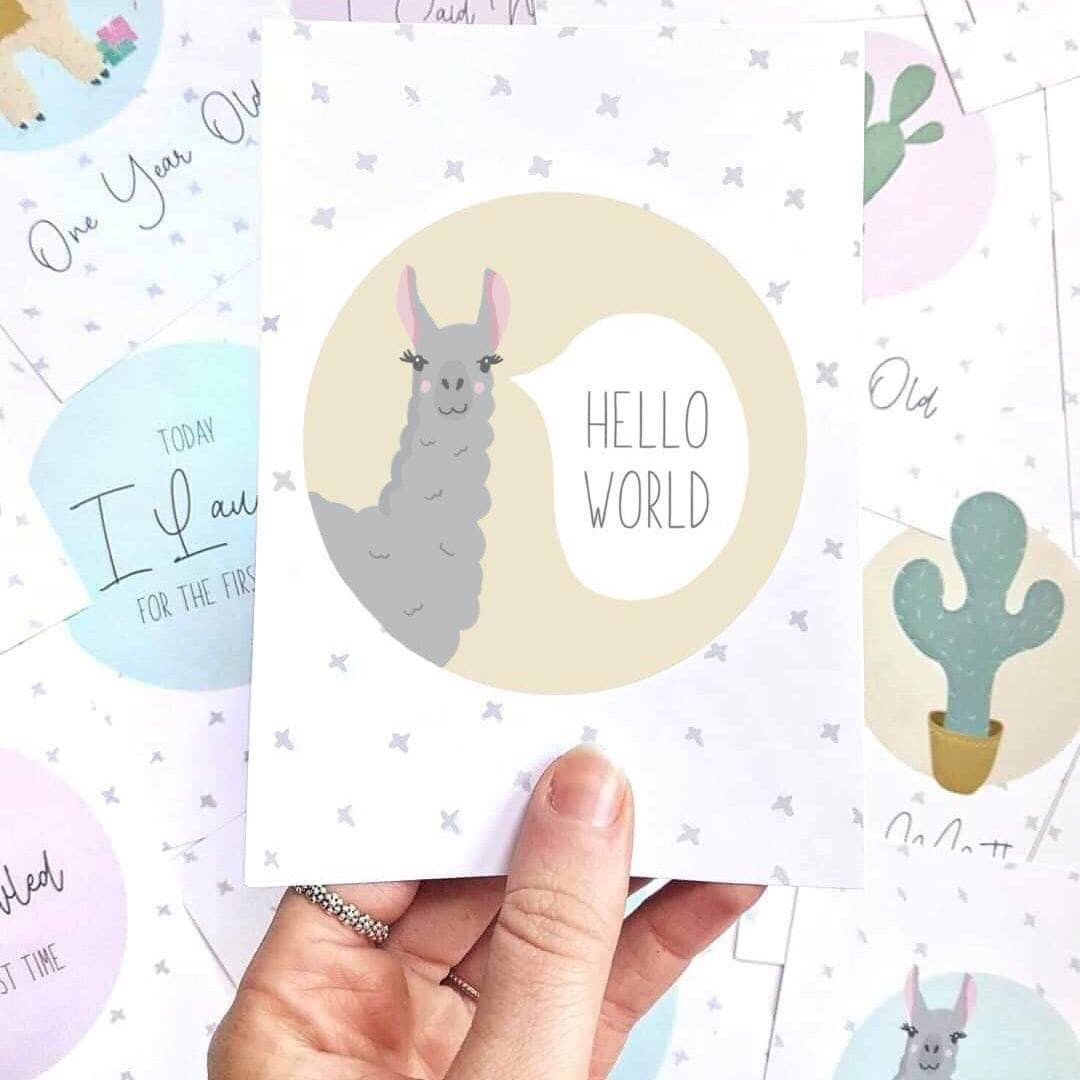 Llama & Cactus Baby Milestone Cards