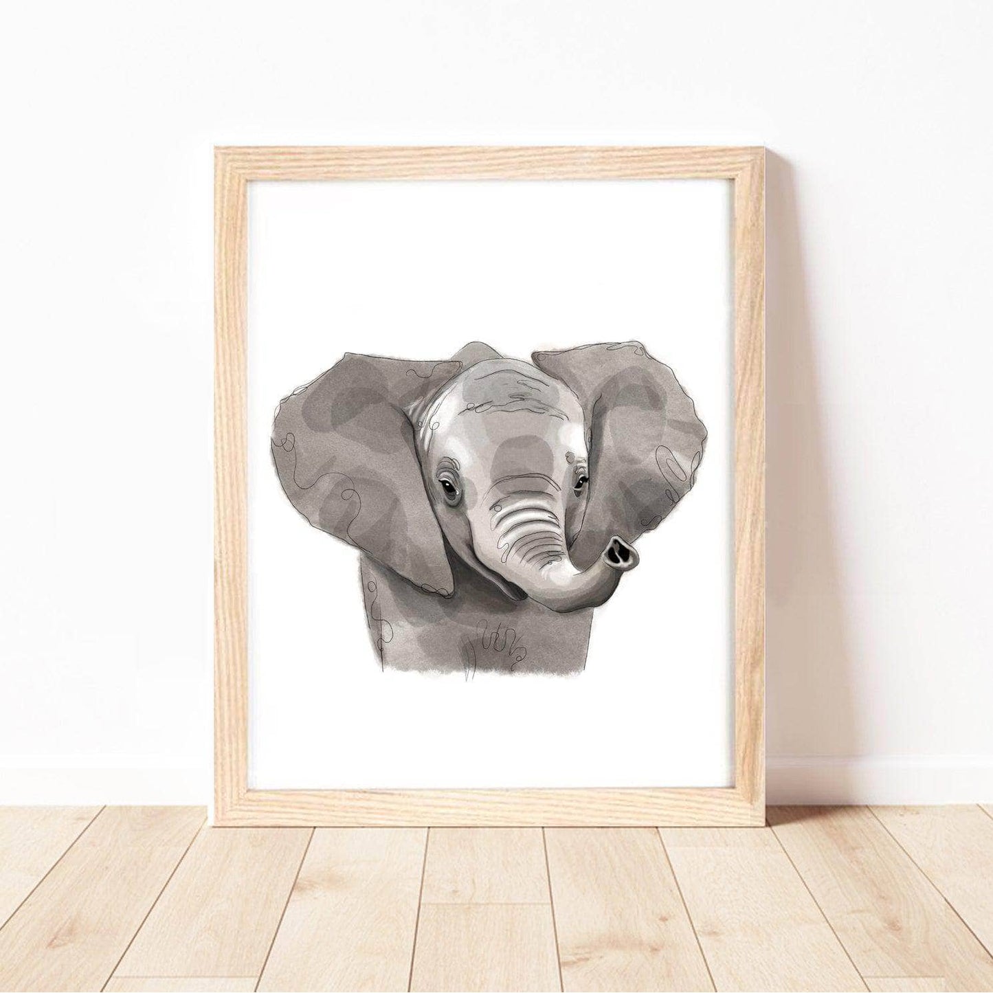 Safari Animals Nursery Wall Art Print | Baby Elephant