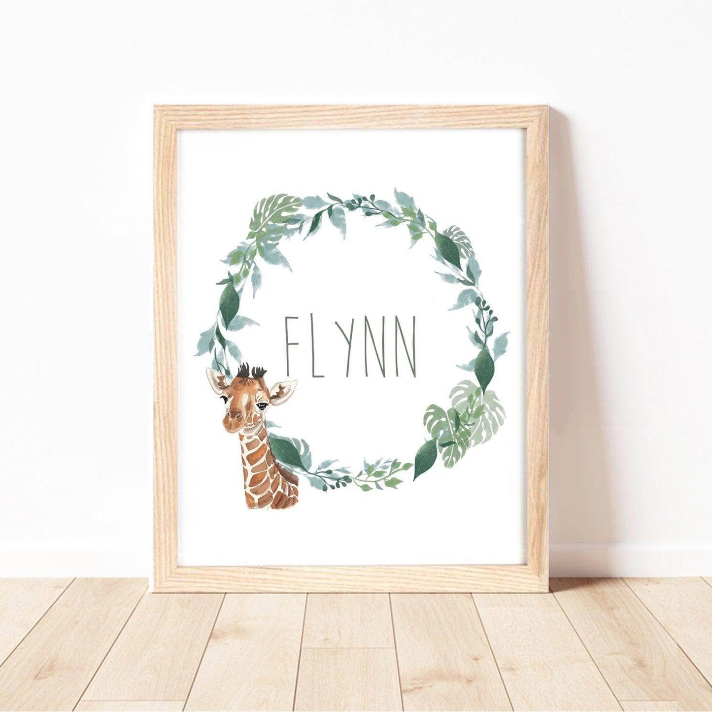 Safari Animals Nursery Wall Art Print | Personalised with Custom Name