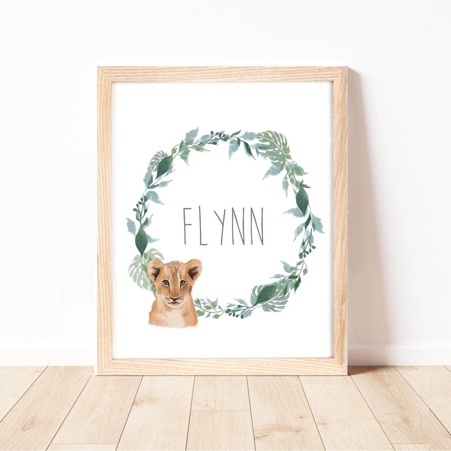 Safari Animals Nursery Wall Art Print | Personalised with Custom Name