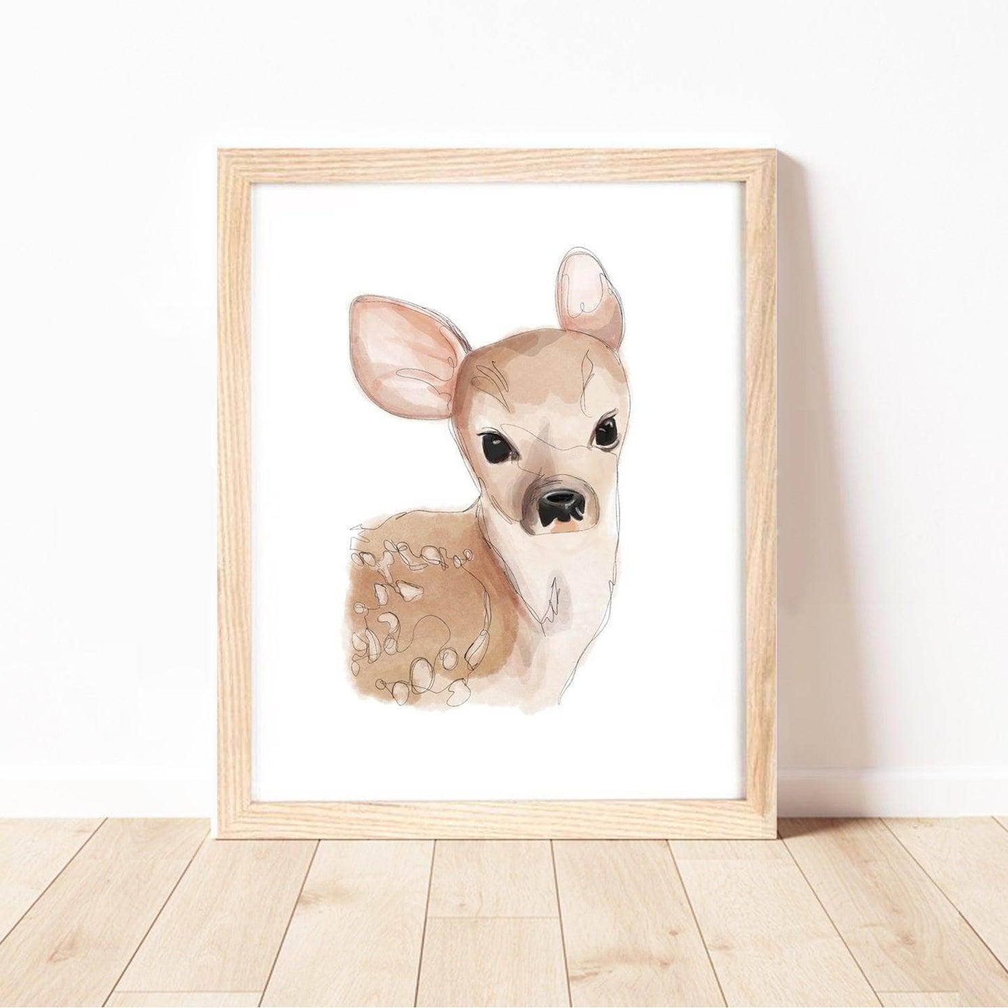 Woodland Animals Nursery Wall Art Print | Baby Deer