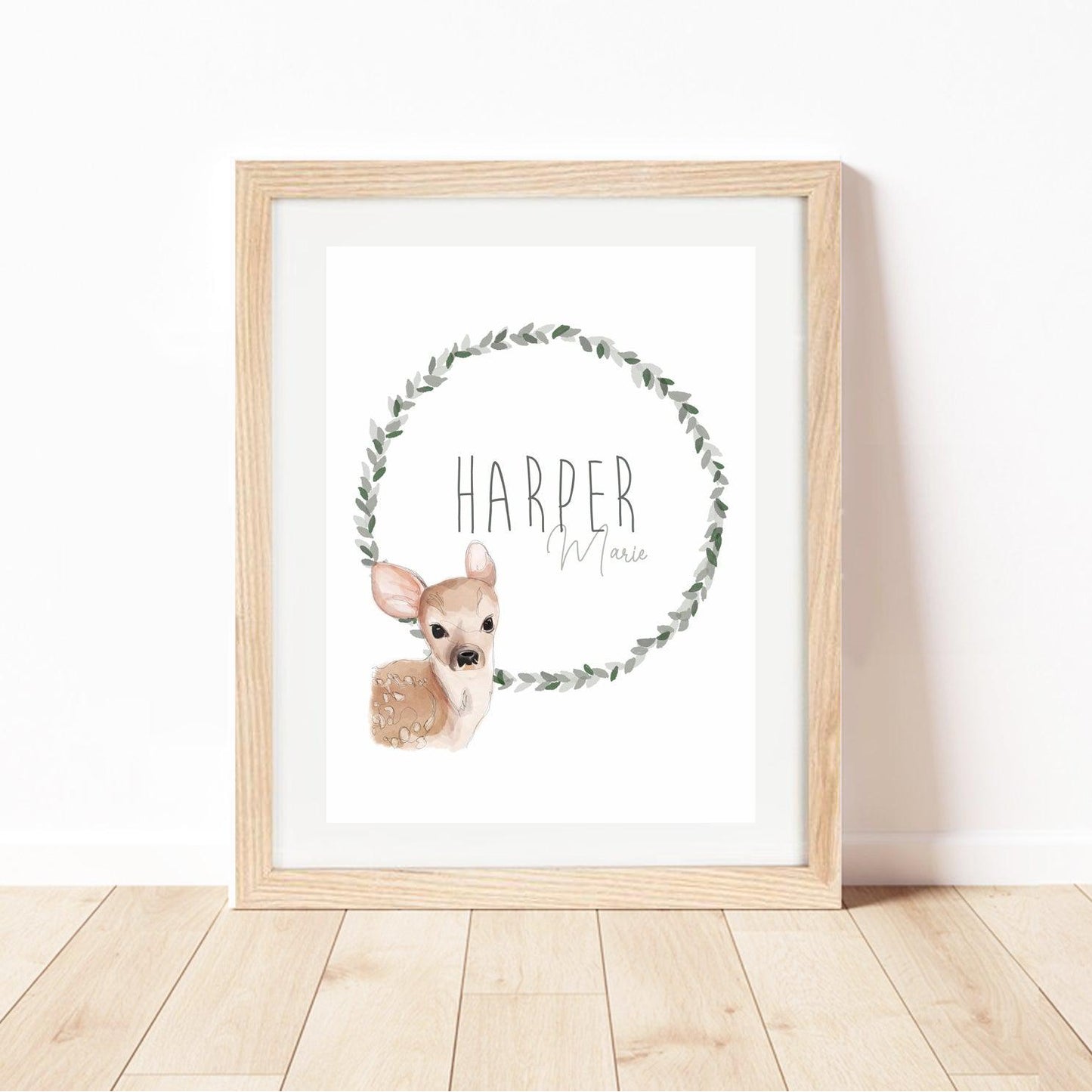 Woodland Animals Nursery Wall Art Print | Personalised Name Print