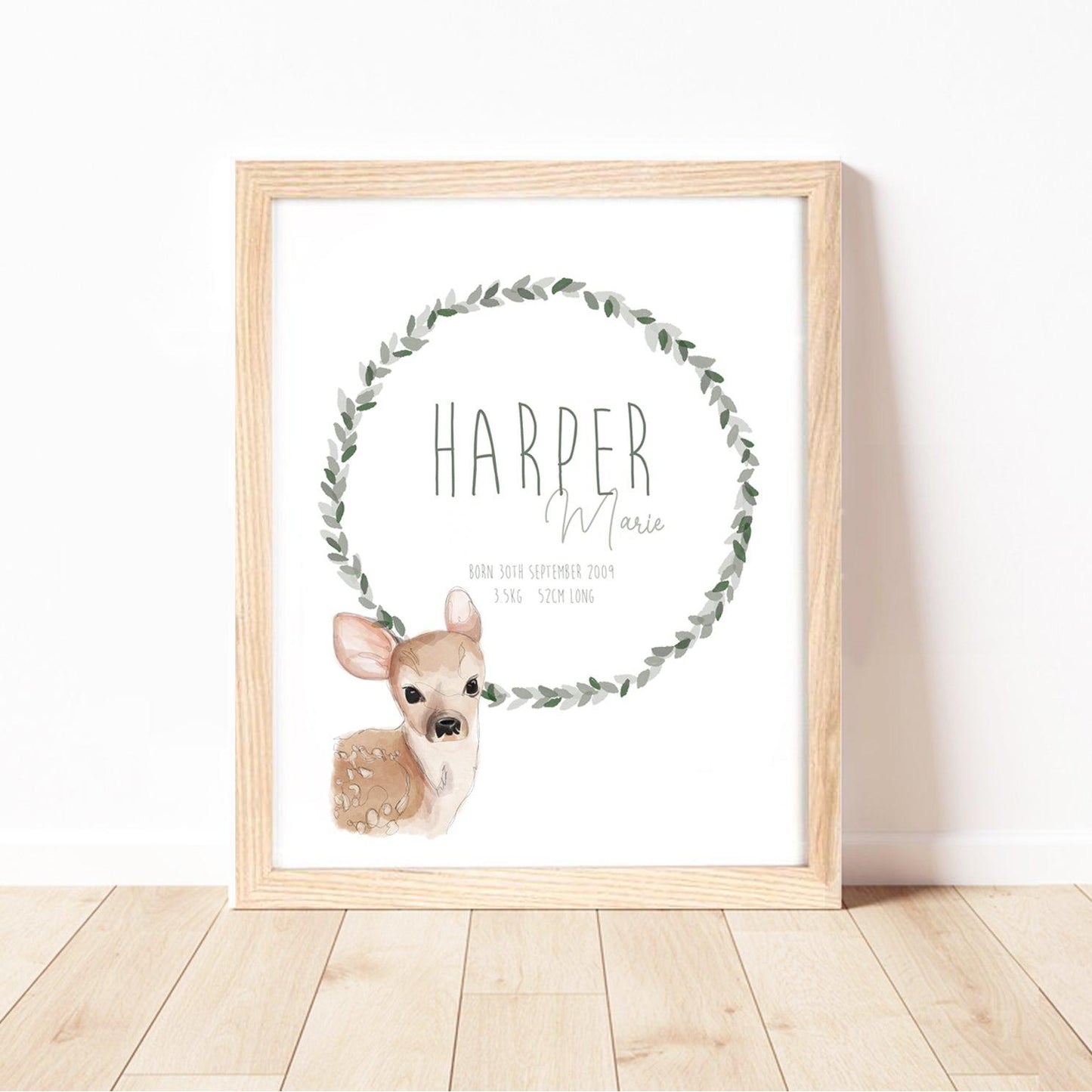 Woodland Animals Nursery Wall Art Print | Set of 3 with Personalised Name