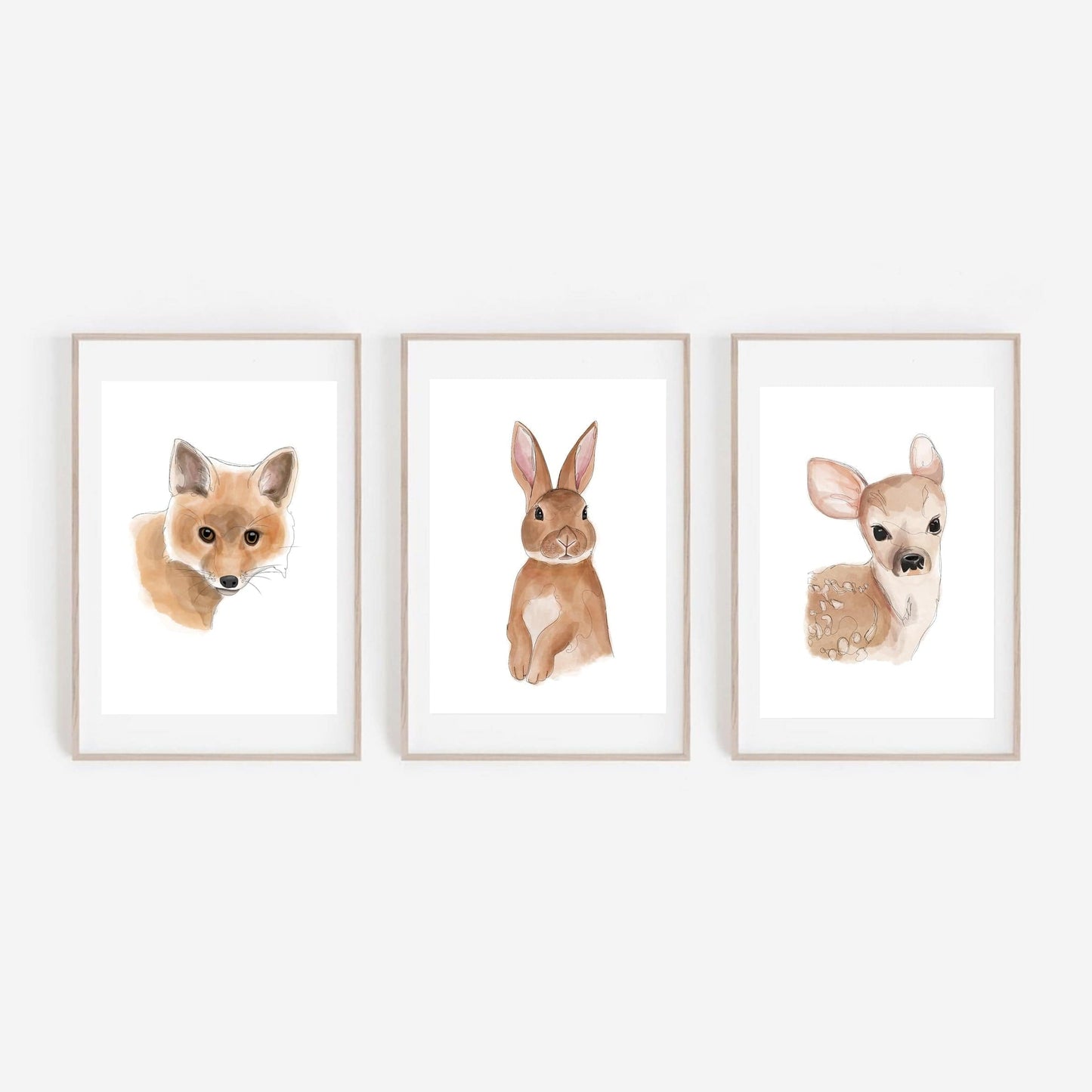 Woodland Animals Wall Art Print Collection | Set of 3