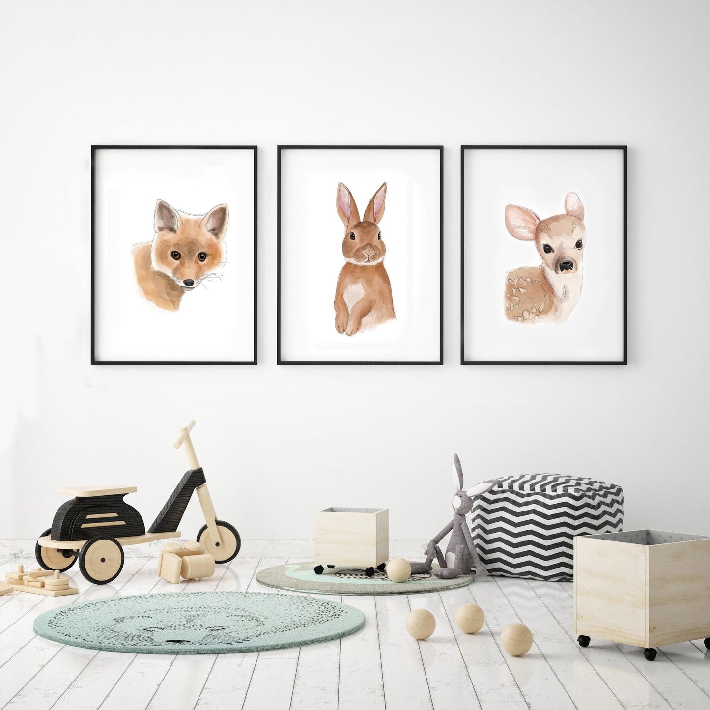 Woodland Animals Wall Art Print Collection | Set of 3