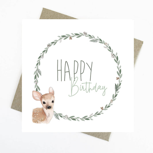 Happy Birthday Deer | Woodland Animals Greeting Card