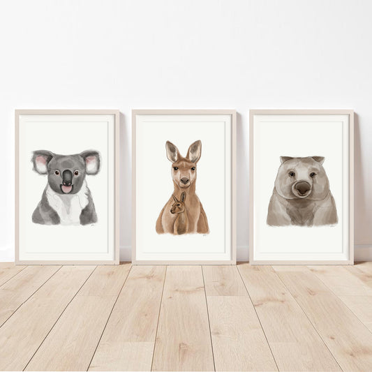 Australian Animals Nursery Wall Art Prints | Set of 3