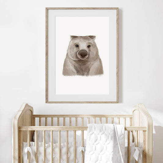 Australian Animals Nursery Wall Art Print | Wombat