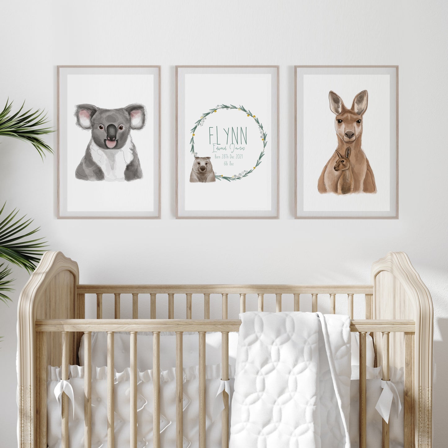 Personalised Australian Animal Nursery Wall Art Prints | Set of 3 Custom Name