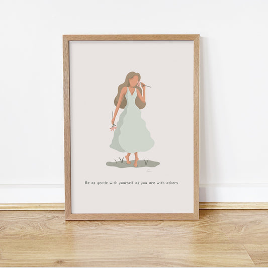 Be Gentle With Yourself - Calming Female Illustration Print *Pre-Order*