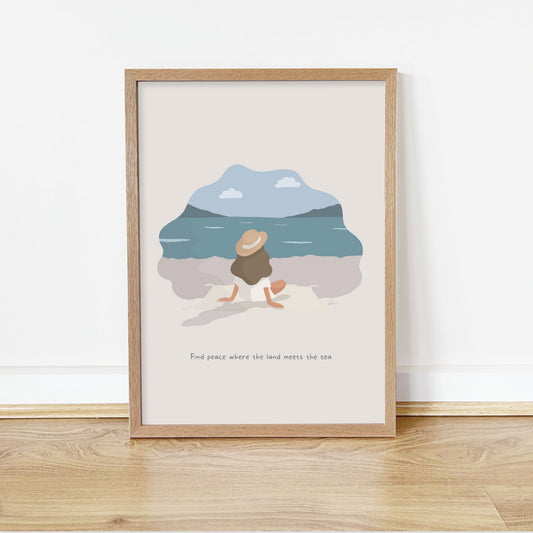 Find Peace by the Sea – Calming Women’s Beach Art Print