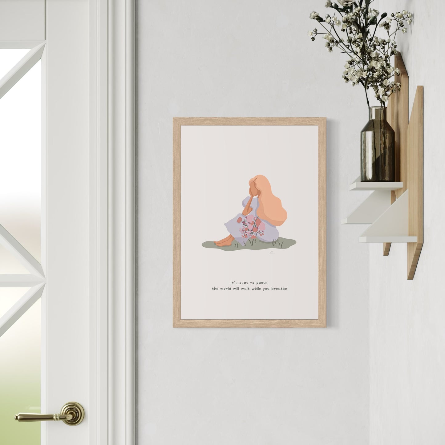It's Ok To Pause - Calming Female Illustration Print *Pre-Order*