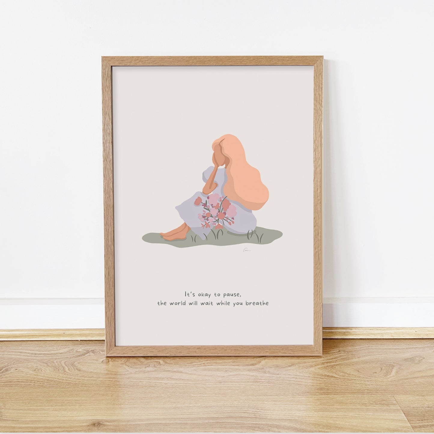 It's Ok To Pause - Calming Female Illustration Print *Pre-Order*