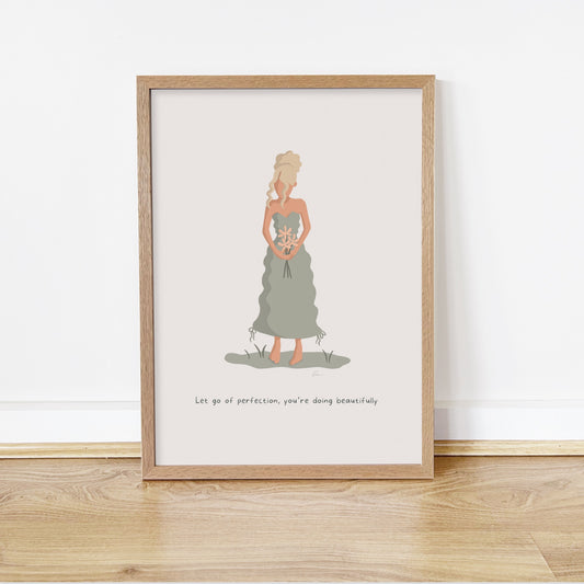 Let Go of Perfection - Calming Female Illustration Print *Pre-Order*