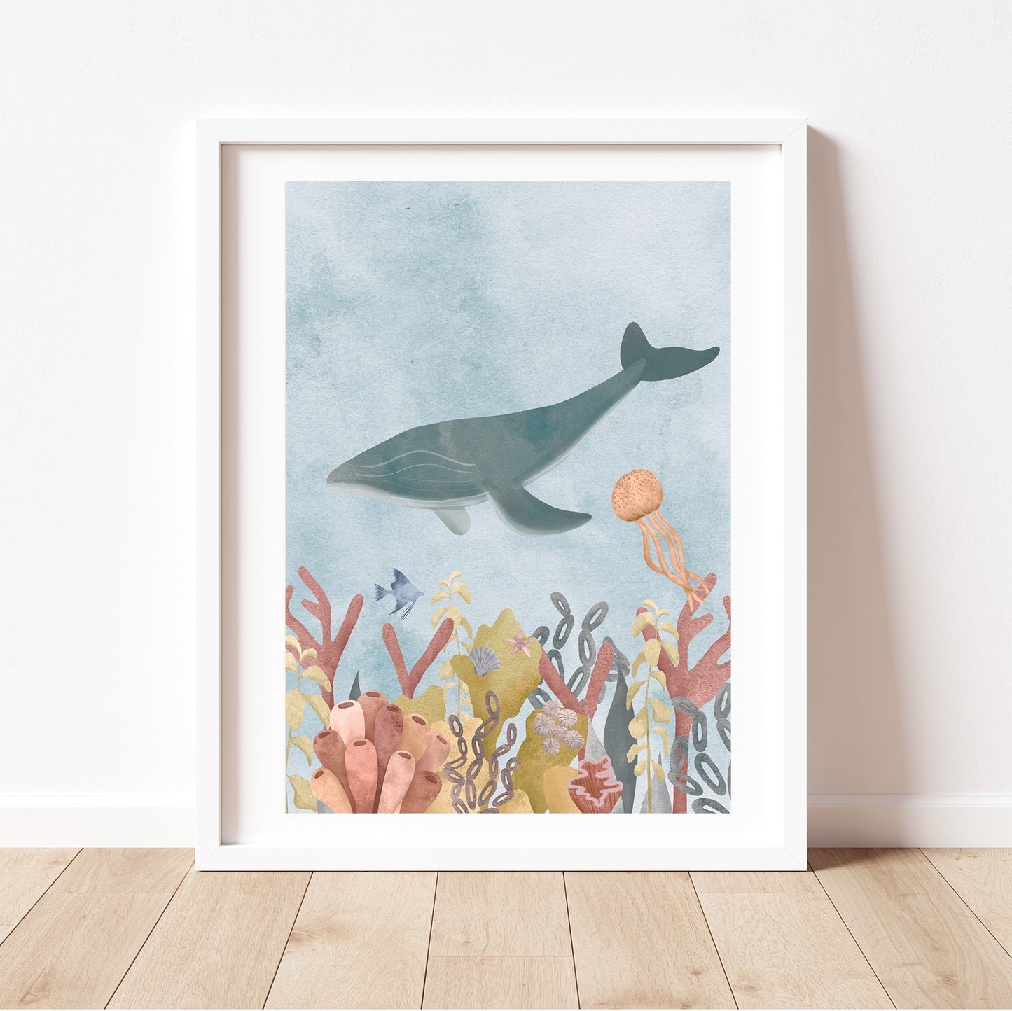 'Seafloor Symphony' Whale | Under the Sea Wall Art Print