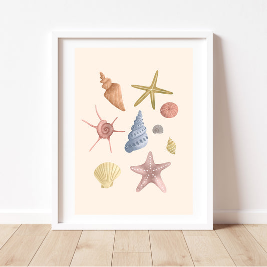 'Seashell and Garden Medley' | Set of 2 Wall Art Prints