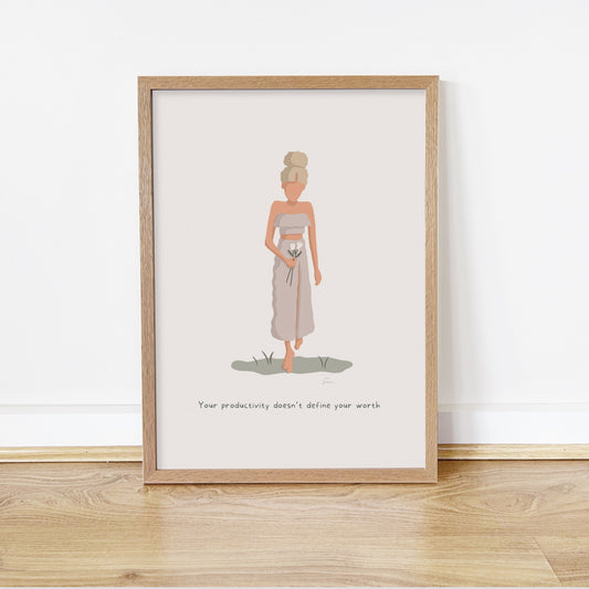 Worth Beyond Doing - Calming Female Illustration Print *Pre-Order*