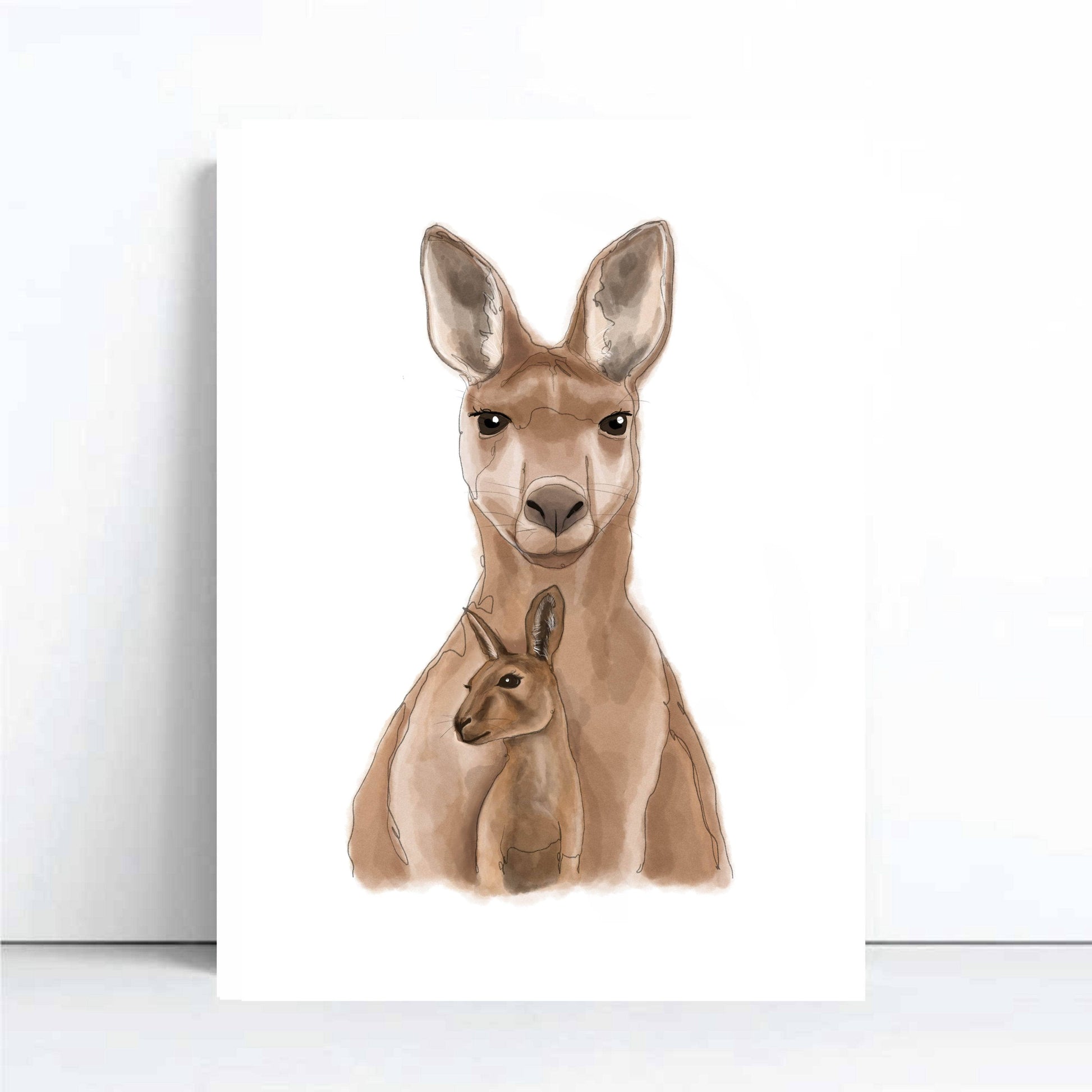 Kangaroo Australian Animals Art Print Set for Kids room 