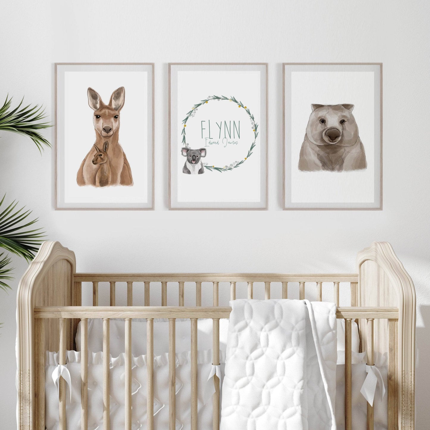 Australian Animals Nursery Wall Art Prints | Personalised with Custom Name | Set of 3