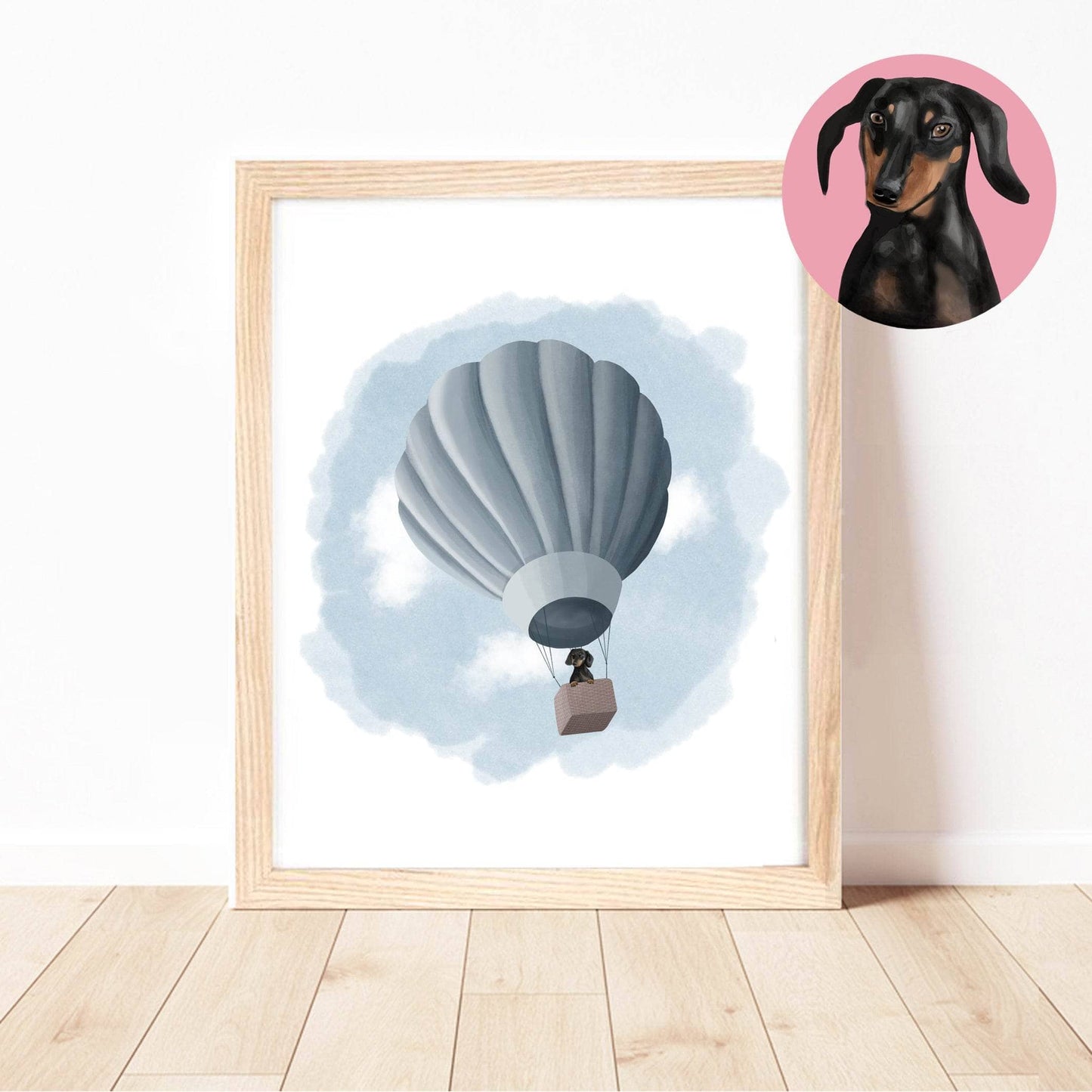 Dogs on Adventures Wall Art Print | Hot Air Balloon