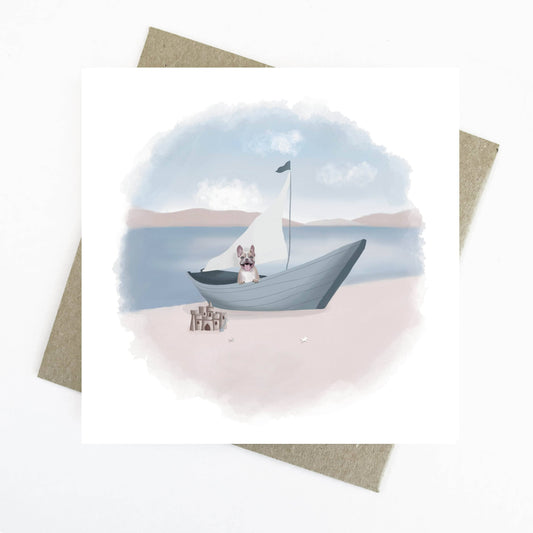 French Bulldog in Boat | Dogs on Adventures Greeting Card