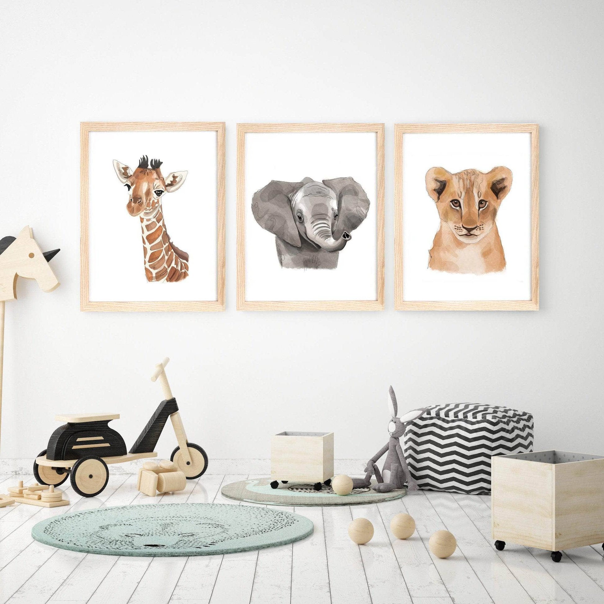 Safari Animals Nursery Wall Art Print | Baby Giraffe