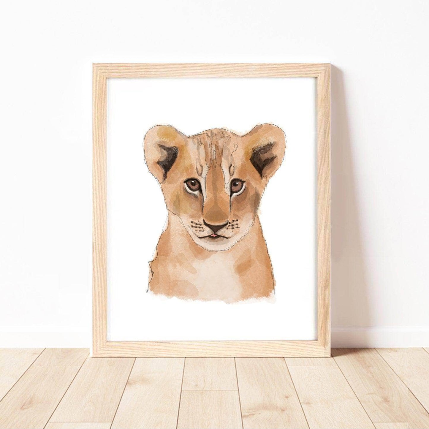 Safari Animals Nursery Wall Art Print | Baby Lion