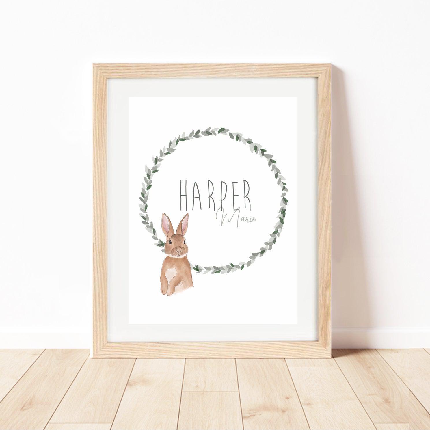 Woodland Animals Nursery Wall Art Print | Set of 3 with Personalised Name