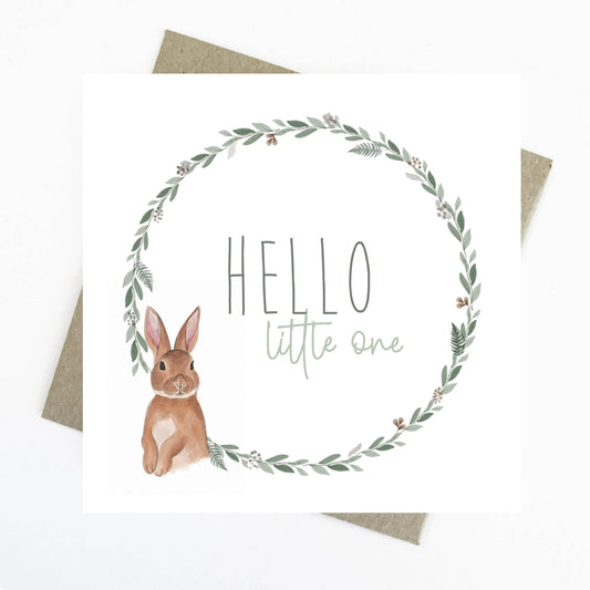 Hello Little One Rabbit | Woodland Animals Greeting Card