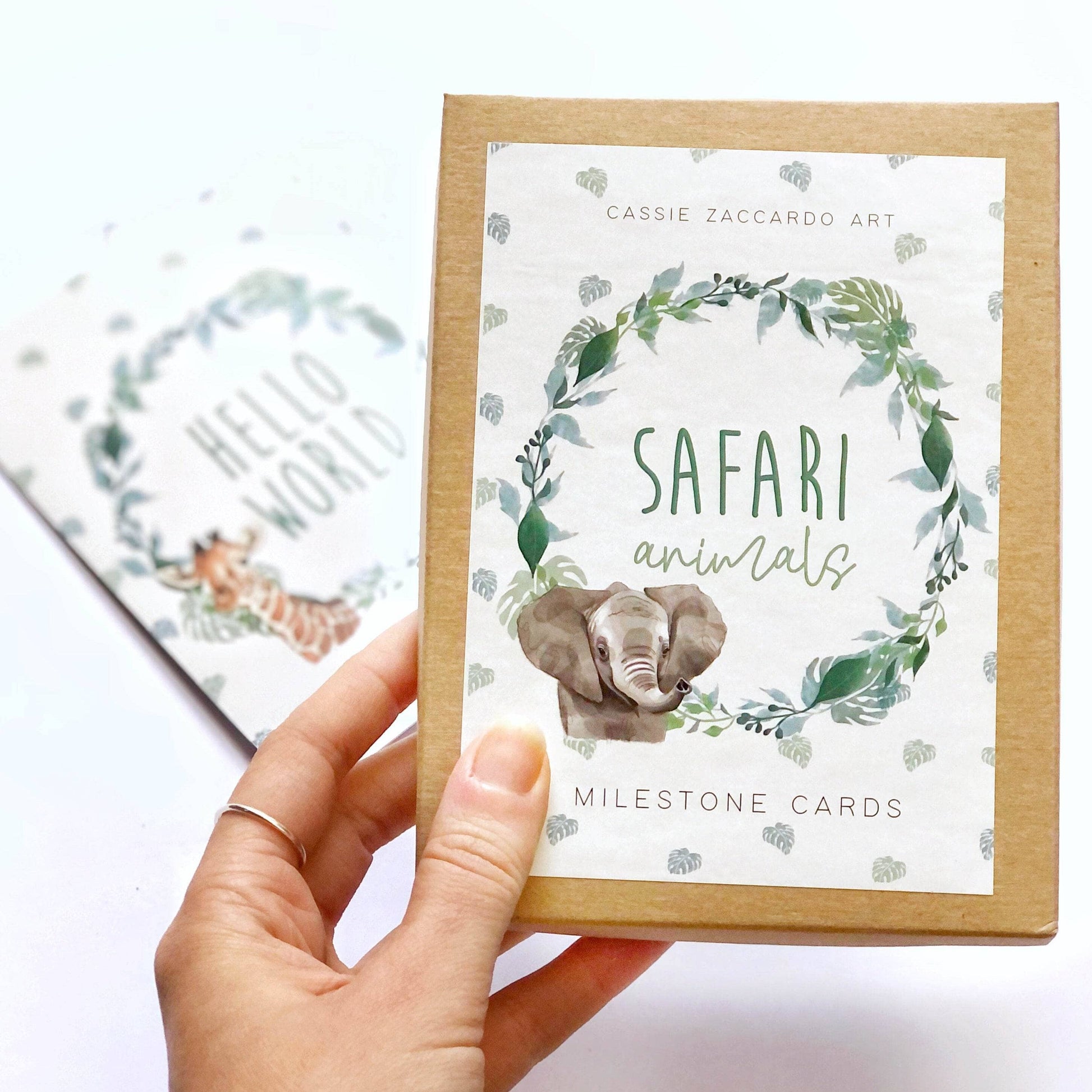 safari animals milestone cards in box